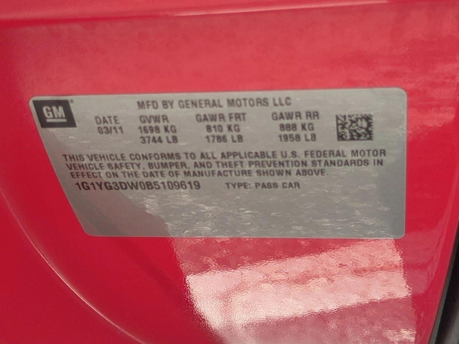 2011 Chevrolet Corvette w/3LT