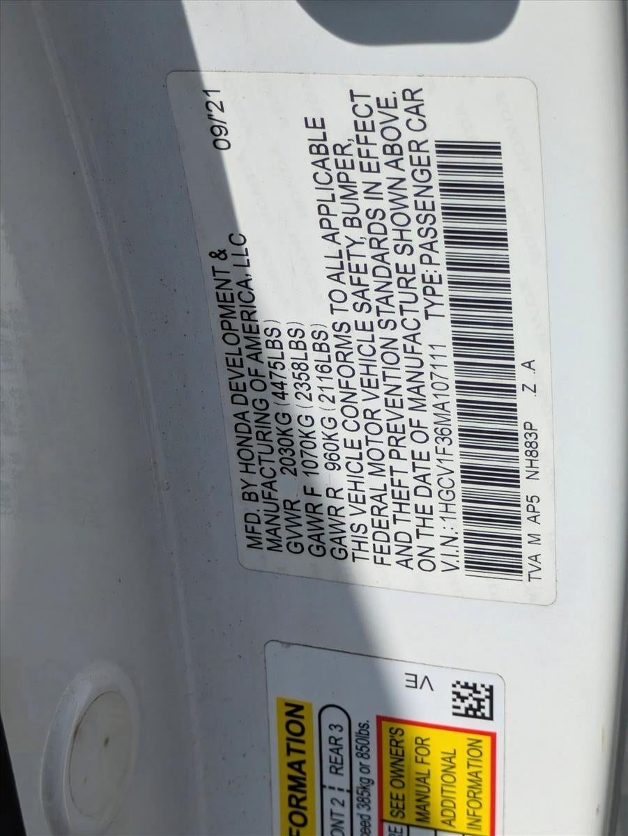 2021 Honda Accord Sedan Sport