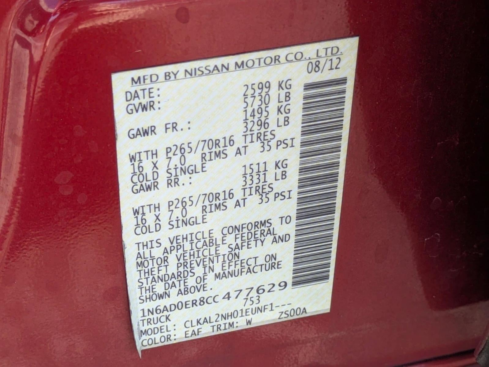 2012 Nissan Frontier SV