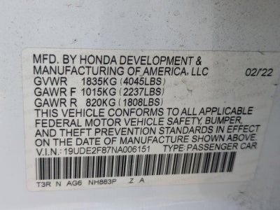 2022 Acura ILX Sedan w/Premium/A-SPEC Package