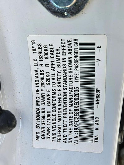 2019 Honda Civic Sedan Sport Manual