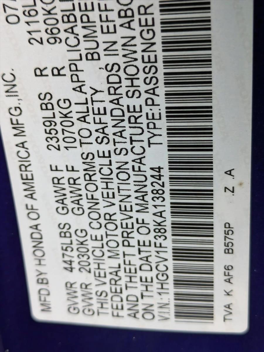 2019 Honda Accord Sedan Sport 1.5T CVT