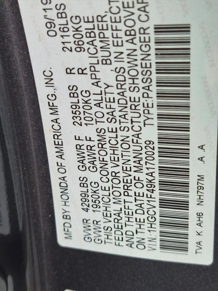 2019 Honda Accord Sedan EX 1.5T CVT