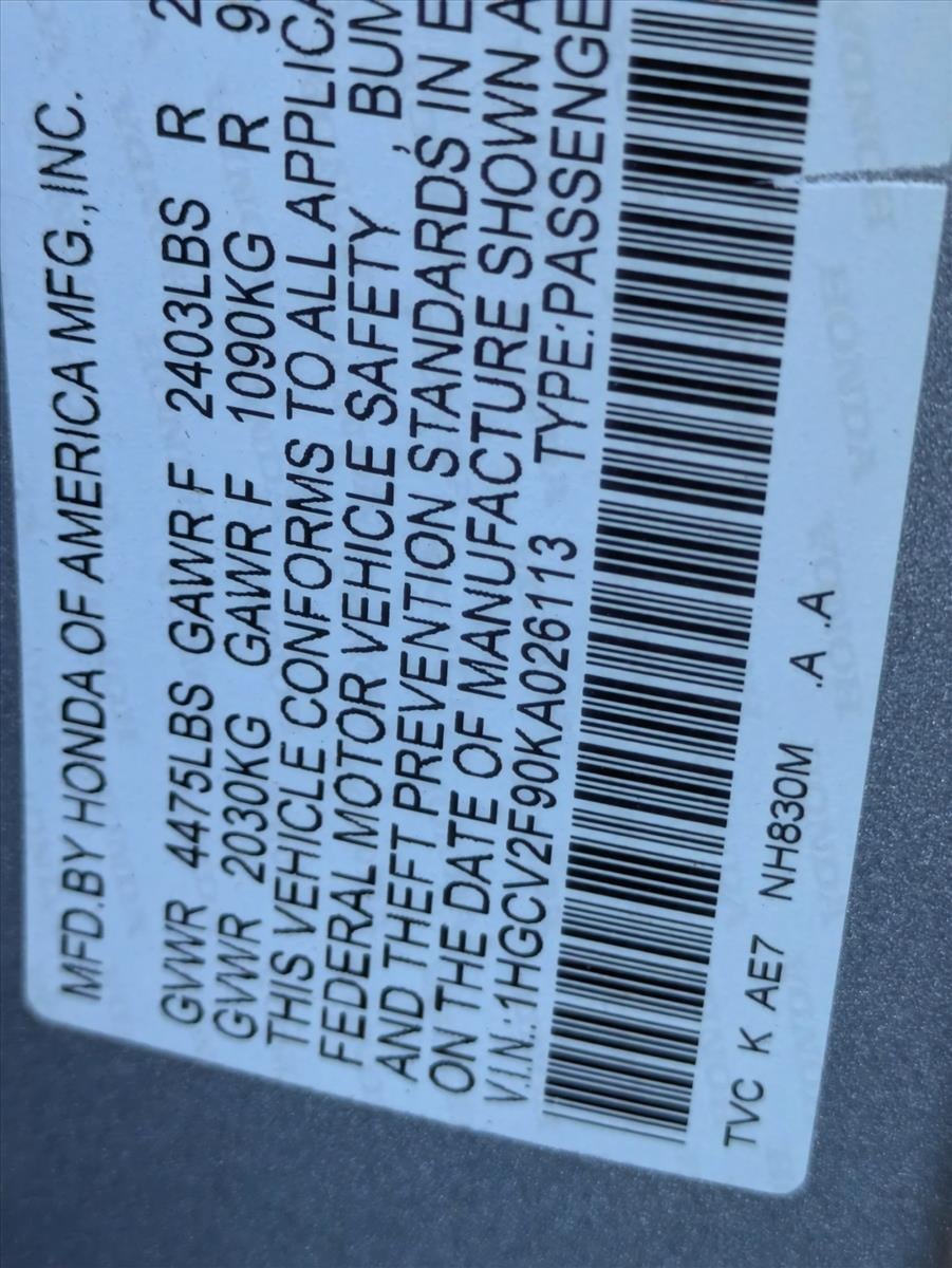 2019 Honda Accord Sedan Touring 2.0T Automatic