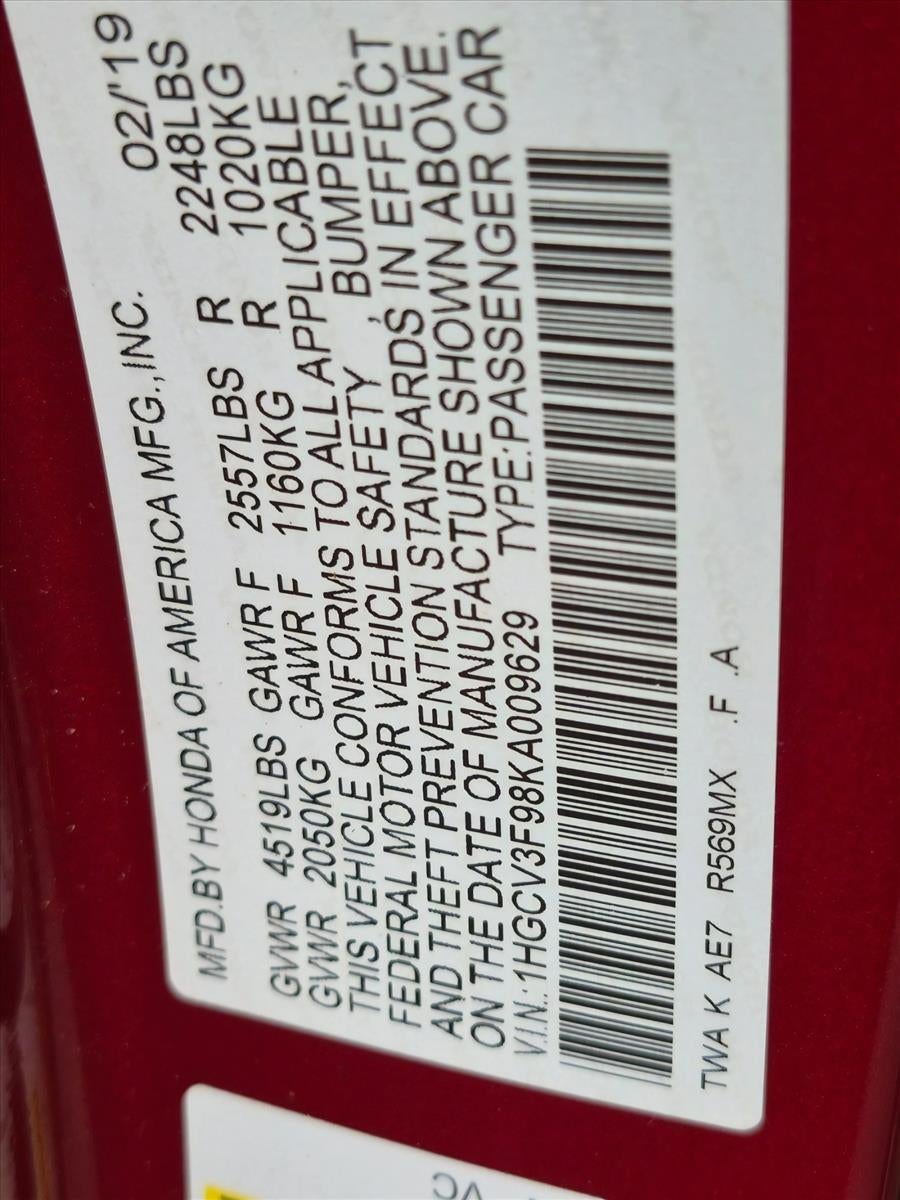 2019 Honda Accord Hybrid Touring Sedan
