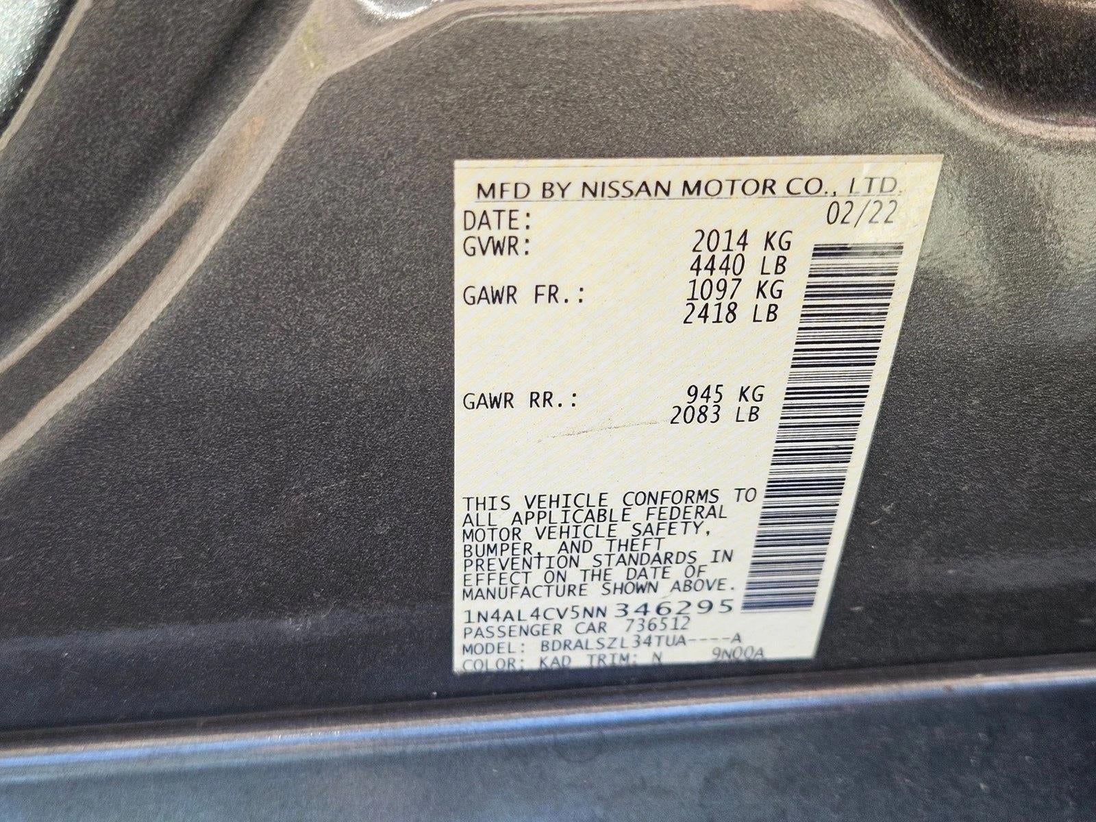 2022 Nissan Altima 2.0 SR Sedan