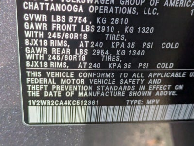 2019 Volkswagen Atlas 3.6L V6 SE w/Technology FWD