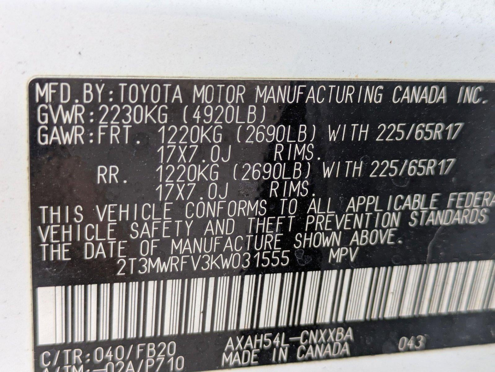 2019 Toyota RAV4 Hybrid LE AWD (Natl)