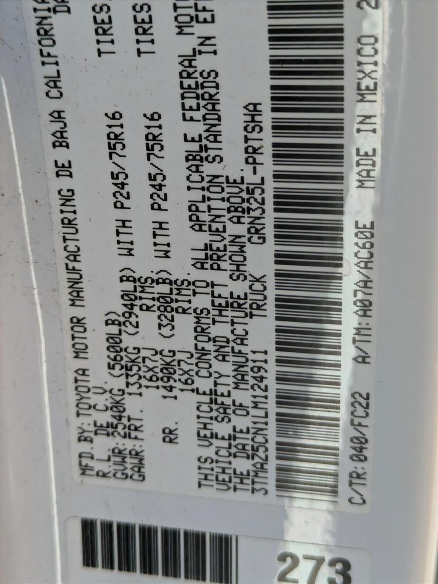 2020 Toyota Tacoma 2WD 2WD SR5 Double Cab 5' Bed V6 AT (GS)