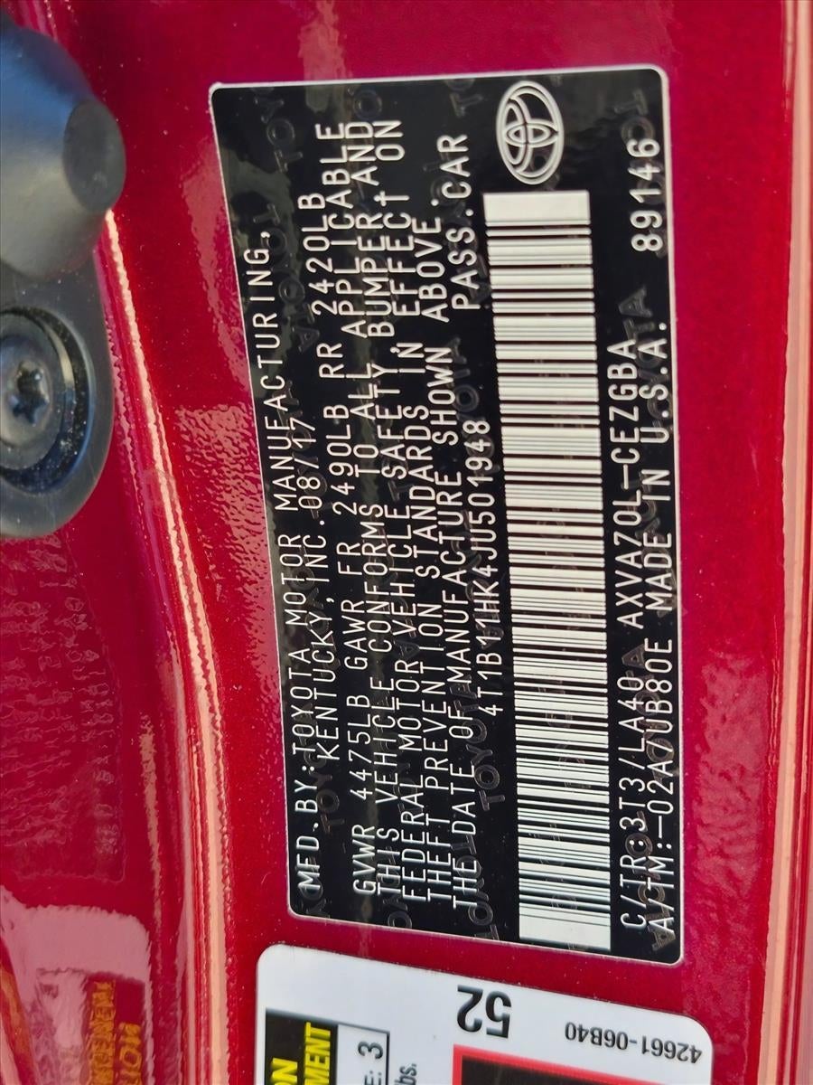 2018 Toyota Camry XLE Auto (SE)