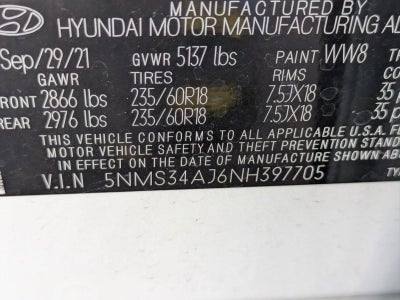 2022 Hyundai SANTA FE SEL FWD