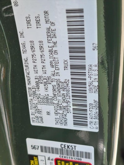 2021 Toyota Tundra 4WD 4WD SR5 CrewMax 5.5' Bed 5.7L (Natl)