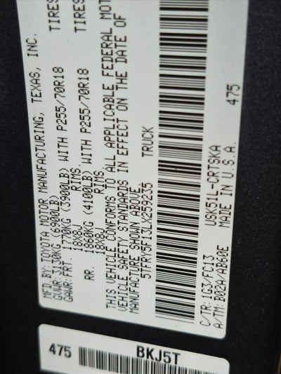 2020 Toyota Tundra 2WD 2WD SR5 Double Cab 6.5' Bed 5.7L (Natl)