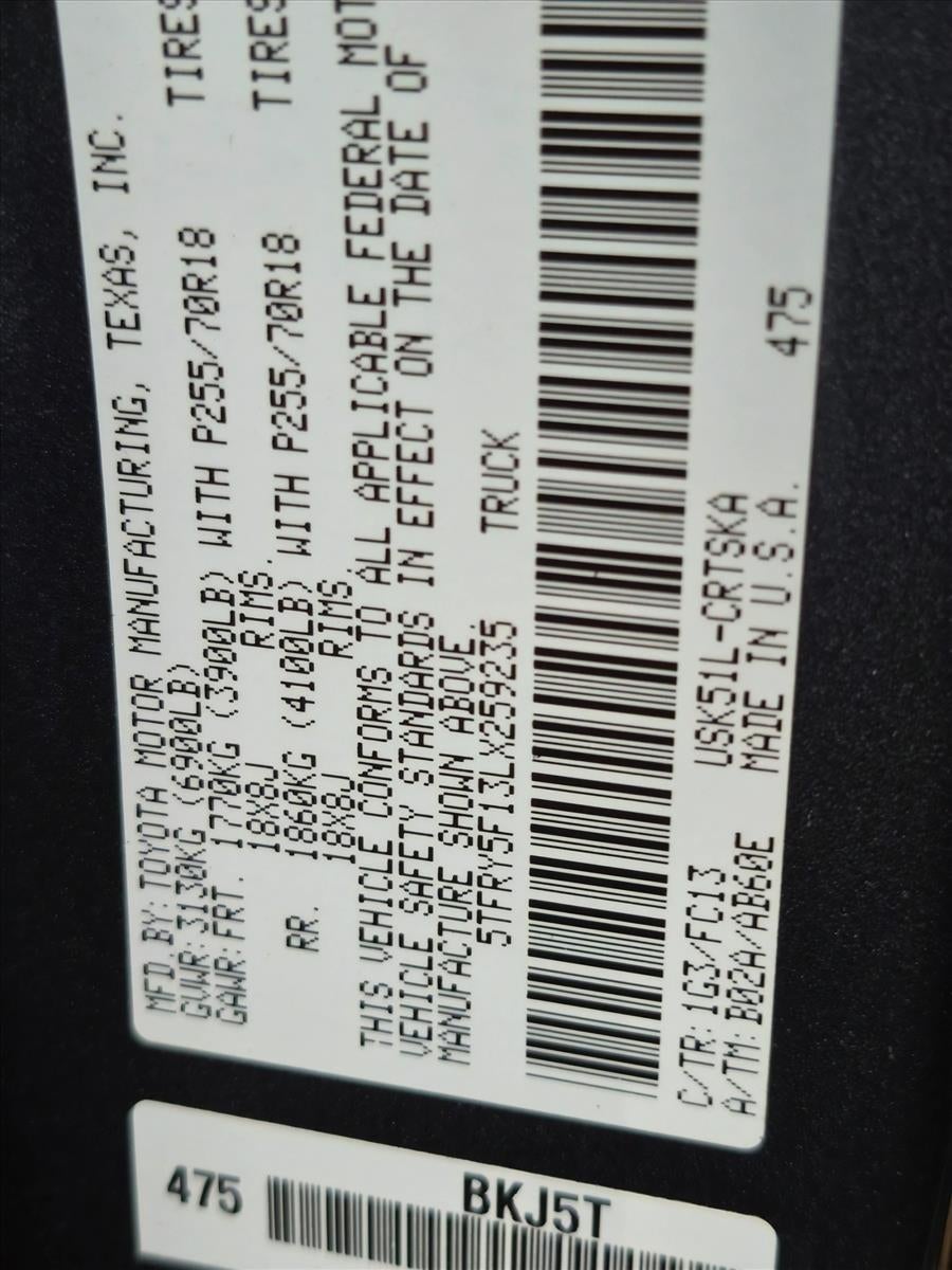 2020 Toyota Tundra 2WD 2WD SR5 Double Cab 6.5' Bed 5.7L (Natl)
