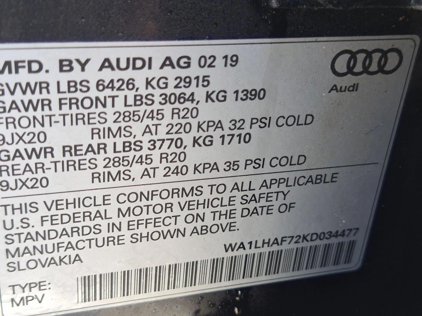 2019 Audi Q7 Premium Plus 45 TFSI quattro