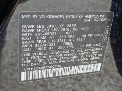 2024 Volkswagen Atlas 2.0T SEL Premium R-Line 4MOTION