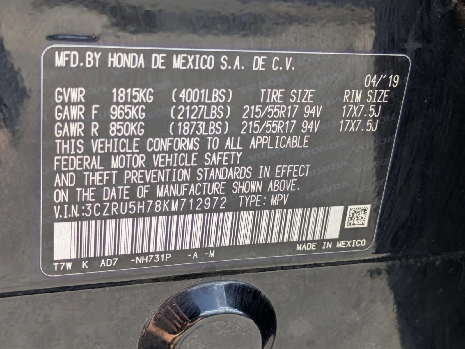 2019 Honda HR-V EX-L 2WD CVT