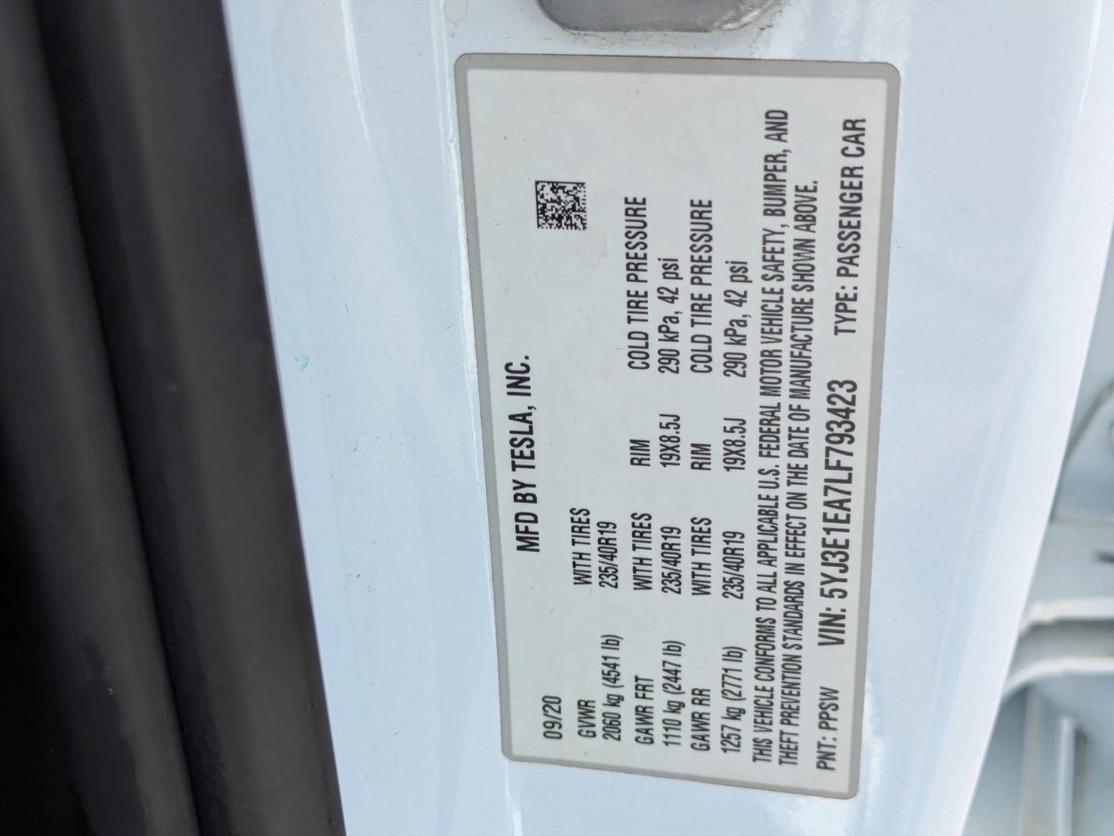 2020 Tesla Model 3 Standard Range Plus RWD