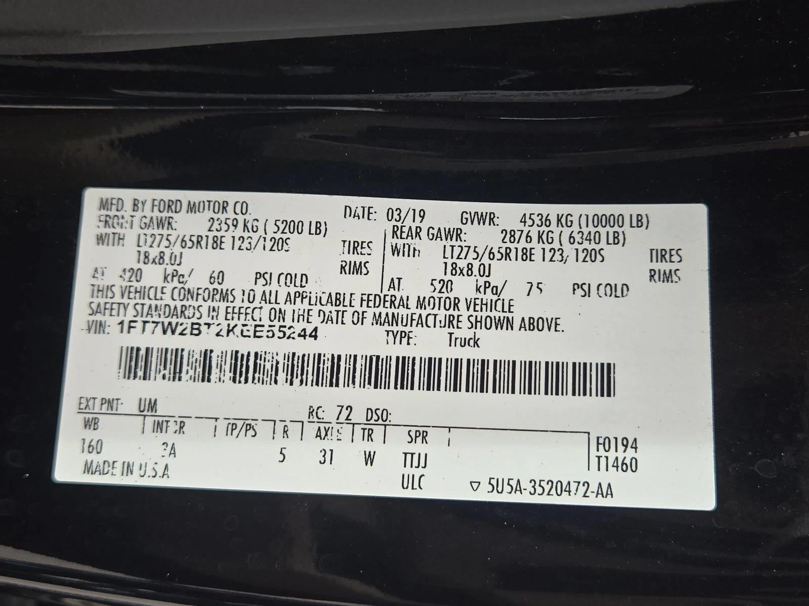2019 Ford Super Duty F-250 SRW XLT 4WD Crew Cab 6.75' Box