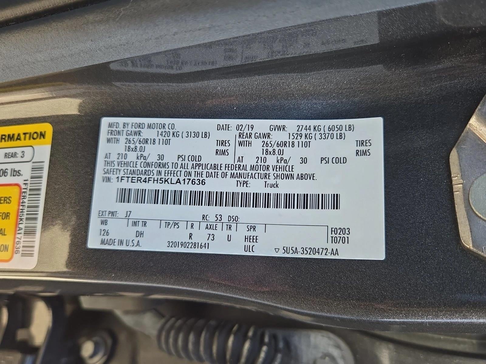 2019 Ford Ranger LARIAT 4WD SuperCrew 5' Box
