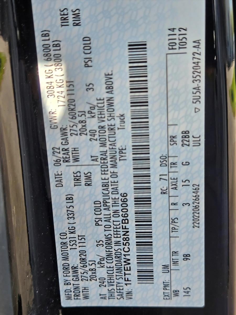 2022 Ford F-150 Platinum 2WD SuperCrew 5.5' Box