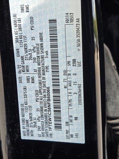 2022 Ford F-150 Platinum 2WD SuperCrew 5.5' Box