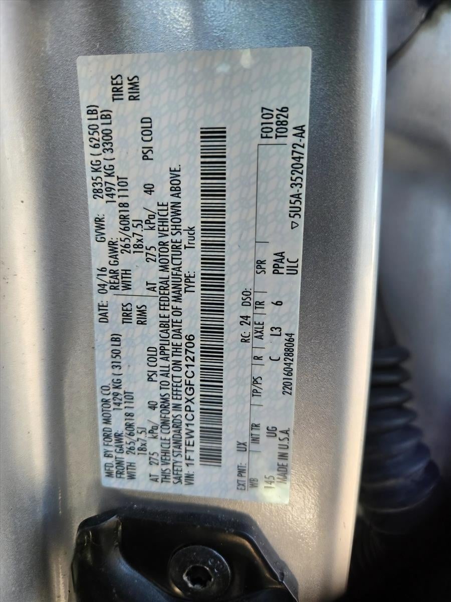 2016 Ford F-150 2WD SuperCrew 5-1/2 Ft Box XLT