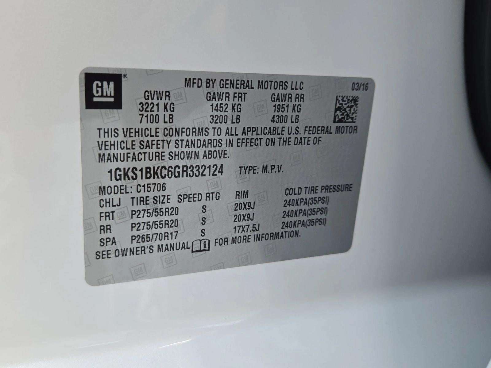2016 GMC Yukon 2WD 4dr SLT