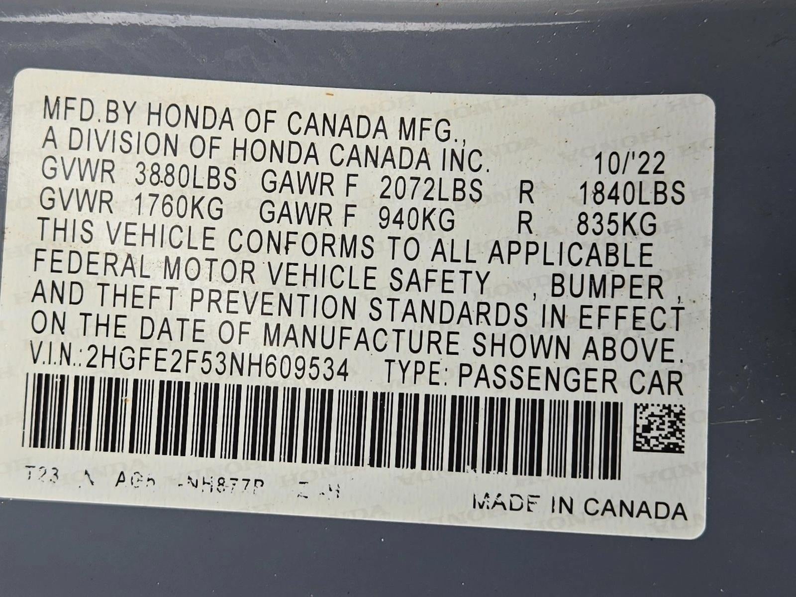 2022 Honda Civic Sedan Sport CVT