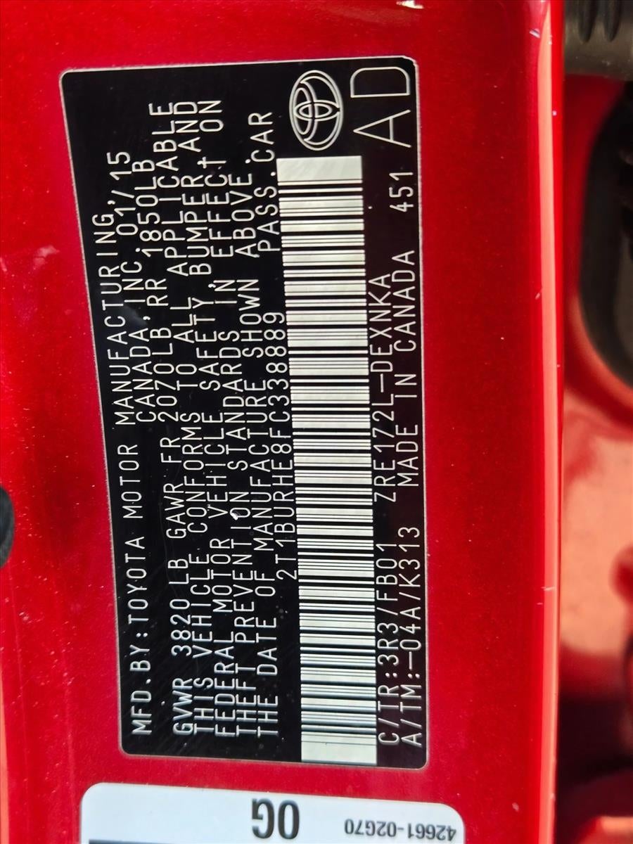 2015 Toyota Corolla 4dr Sdn CVT Auto LE (Natl)