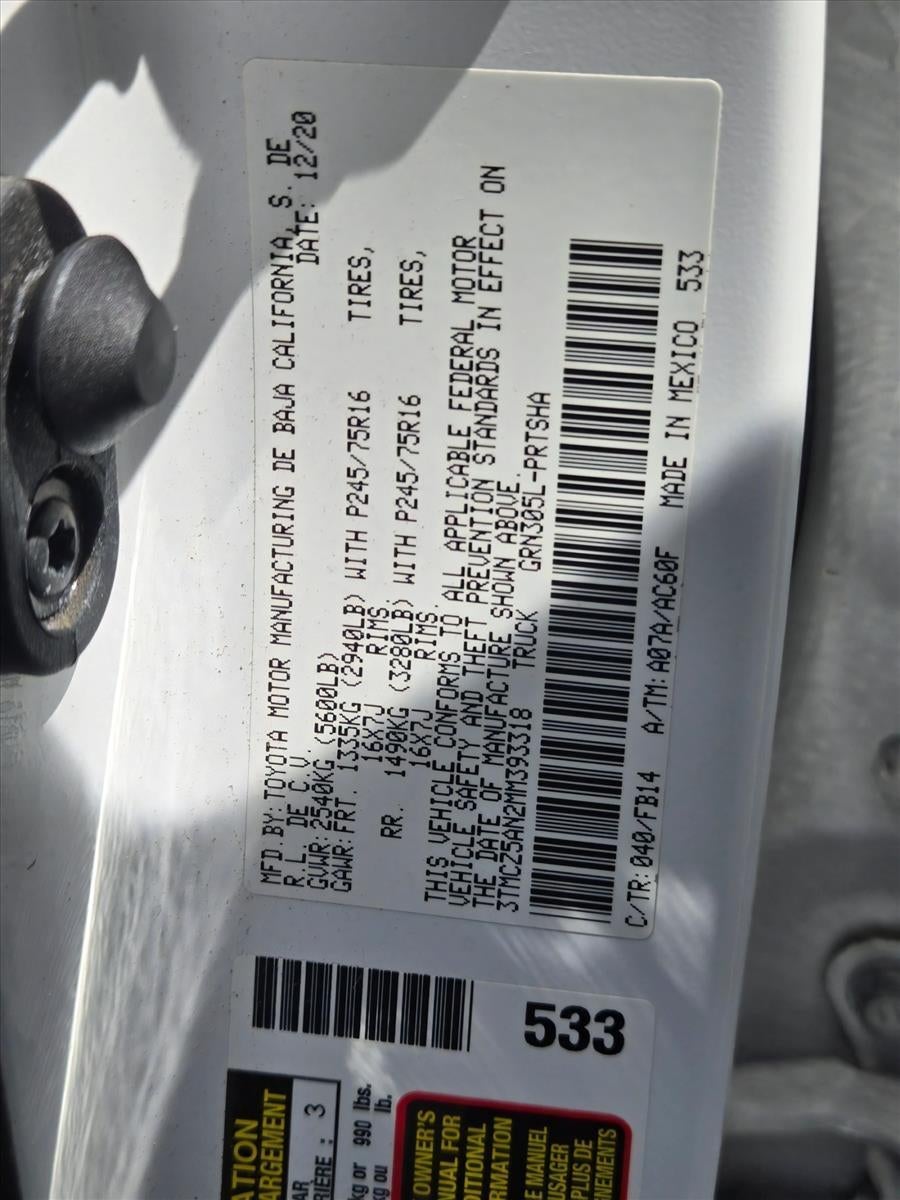 2021 Toyota Tacoma 4WD 4WD SR Double Cab 5' Bed V6 AT (Natl)