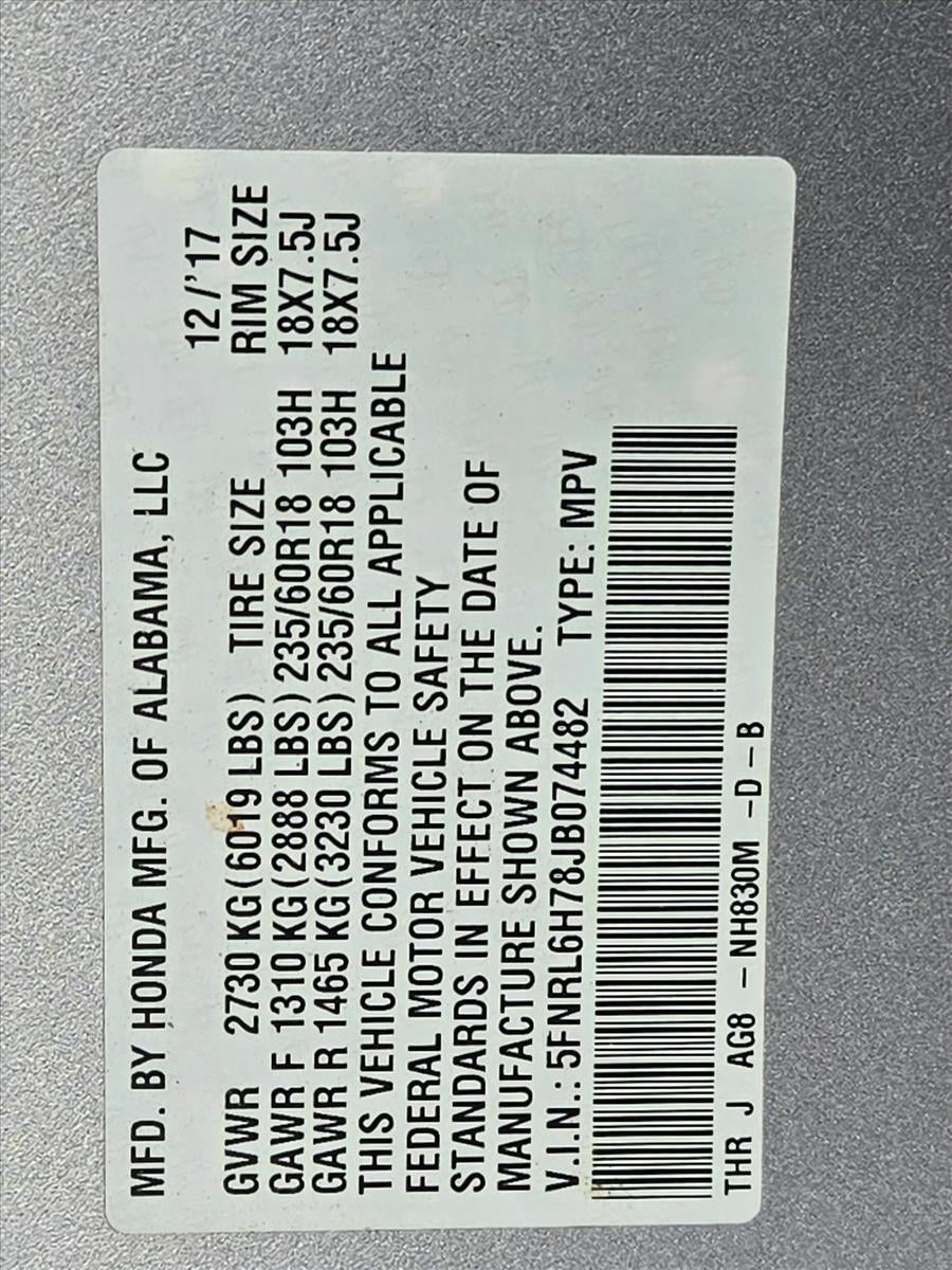 2018 Honda Odyssey EX-L Auto