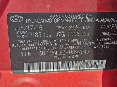 2017 Hyundai ELANTRA SE 2.0L Auto (Alabama) *Ltd Avail*