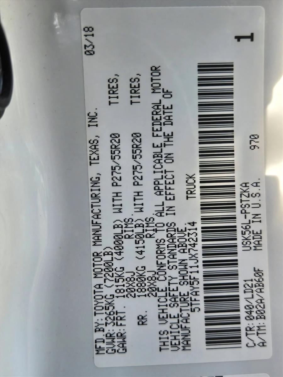 2018 Toyota Tundra 4WD 4WD 1794 Edition CrewMax 5.5' Bed 5.7L (Natl)