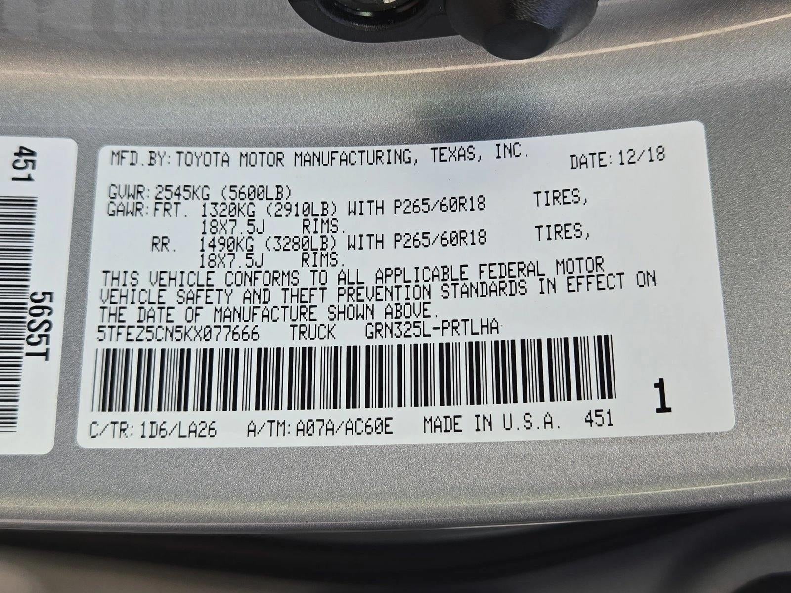 2019 Toyota Tacoma 2WD 2WD Limited Double Cab 5' Bed V6 AT (Natl)
