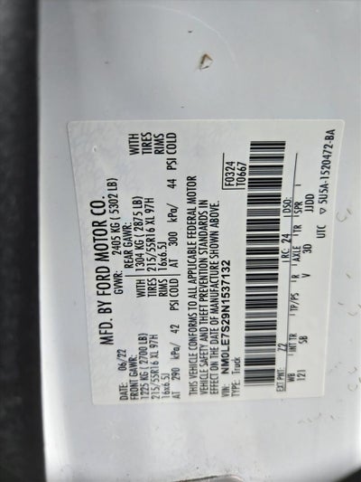 2022 Ford Transit Connect Van XL LWB w/Rear Liftgate