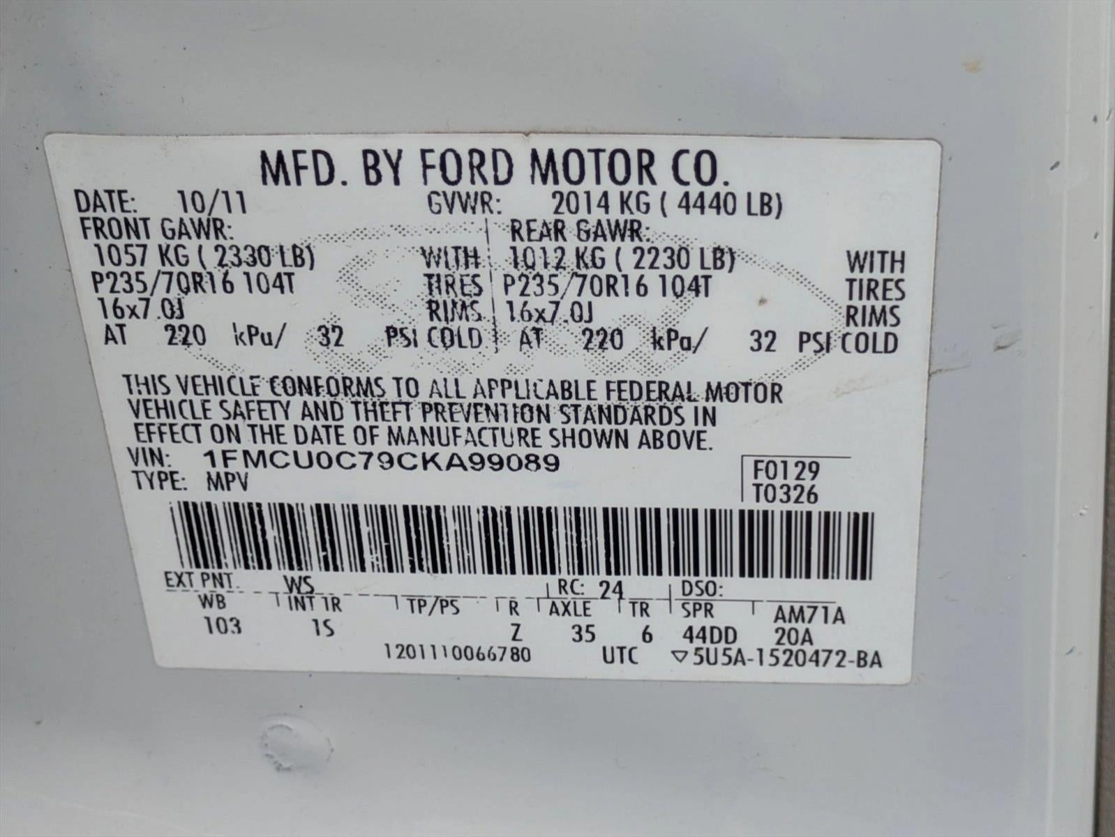 2012 Ford Escape FWD 4dr XLS