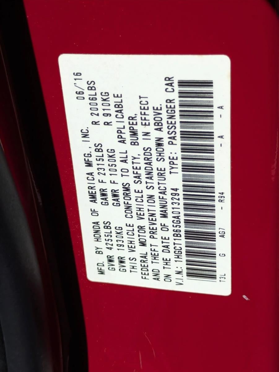 2016 Honda Accord Coupe EX-L CVT PZEV with Navigation and Honda Sensing