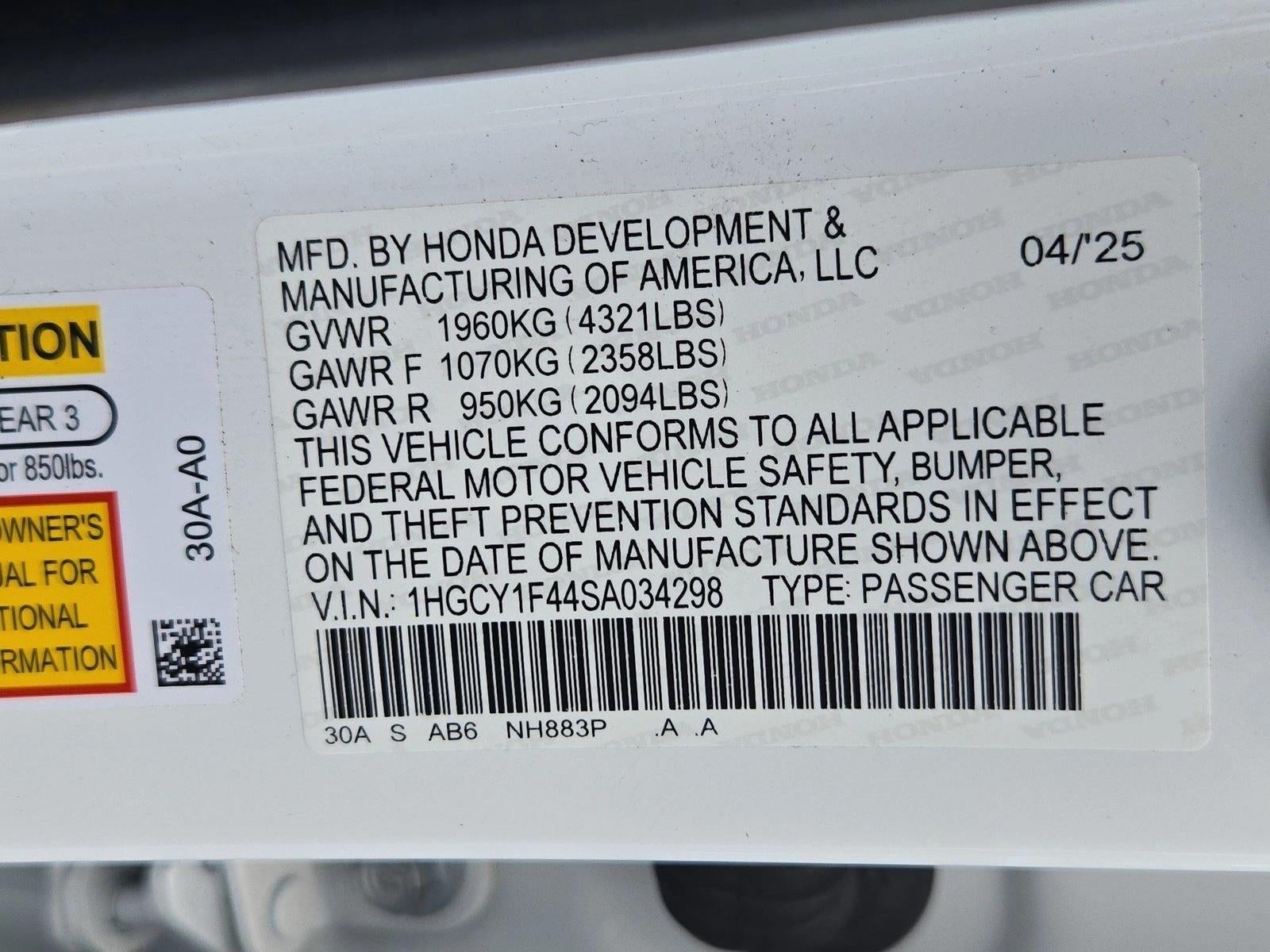 2025 Honda Accord Sedan SE CVT