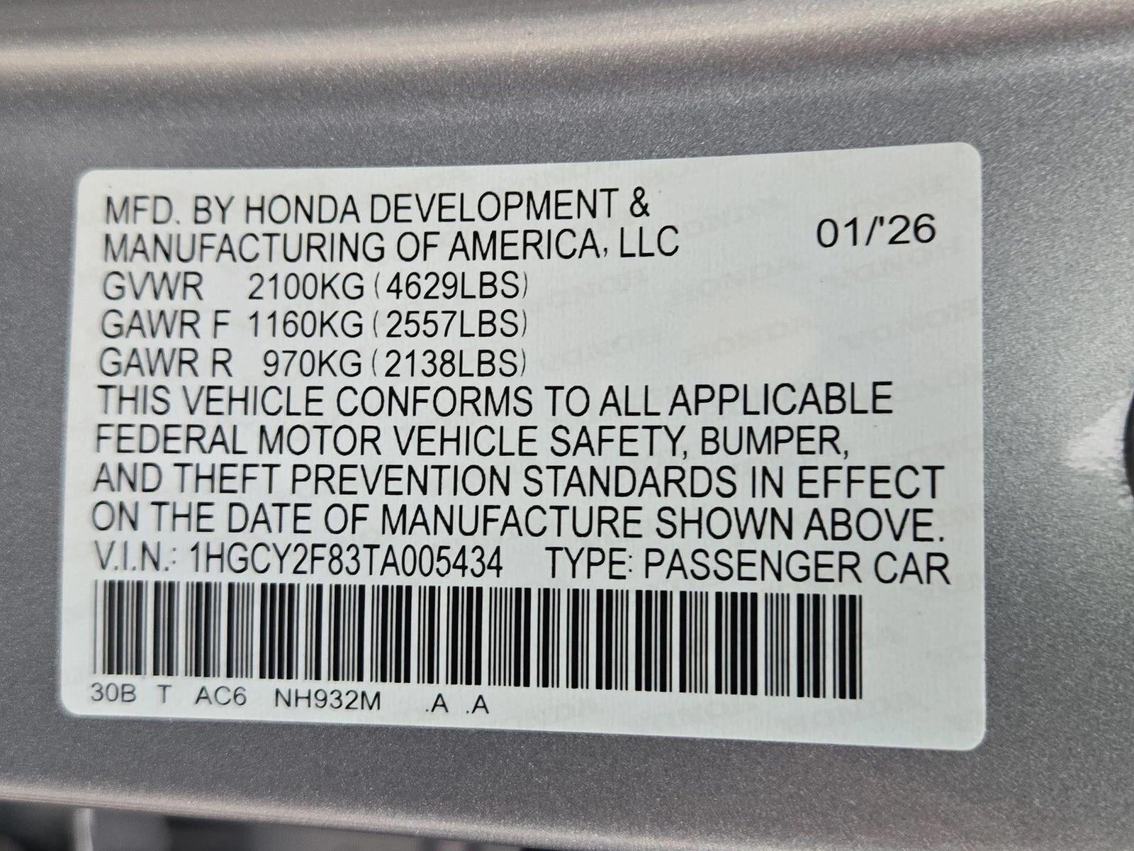 2026 Honda Accord Hybrid Touring Sedan