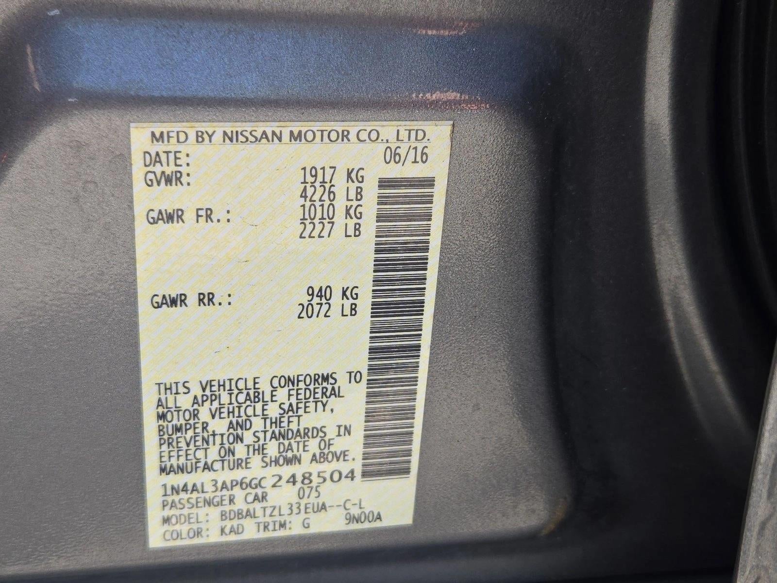 2016 Nissan Altima 4dr Sdn I4 2.5 SL