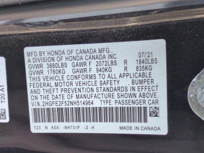 2022 Honda Civic Sedan Sport CVT