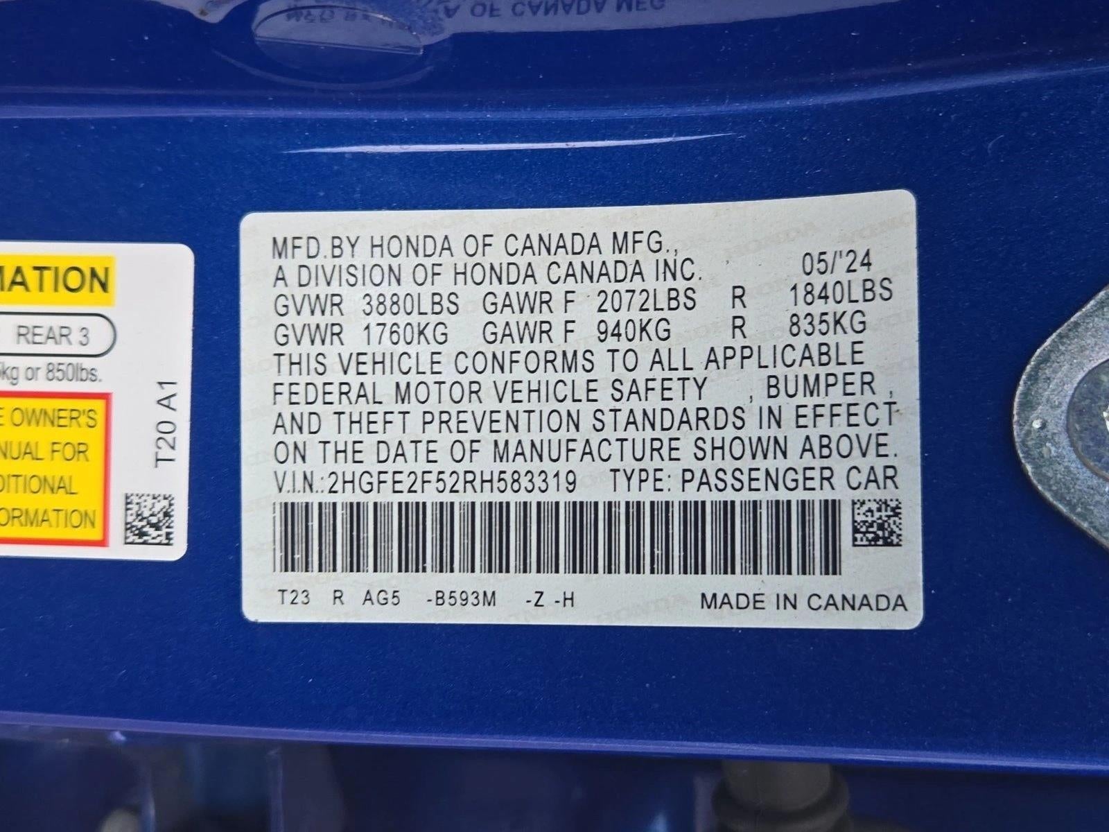 2024 Honda Civic Sedan Sport CVT