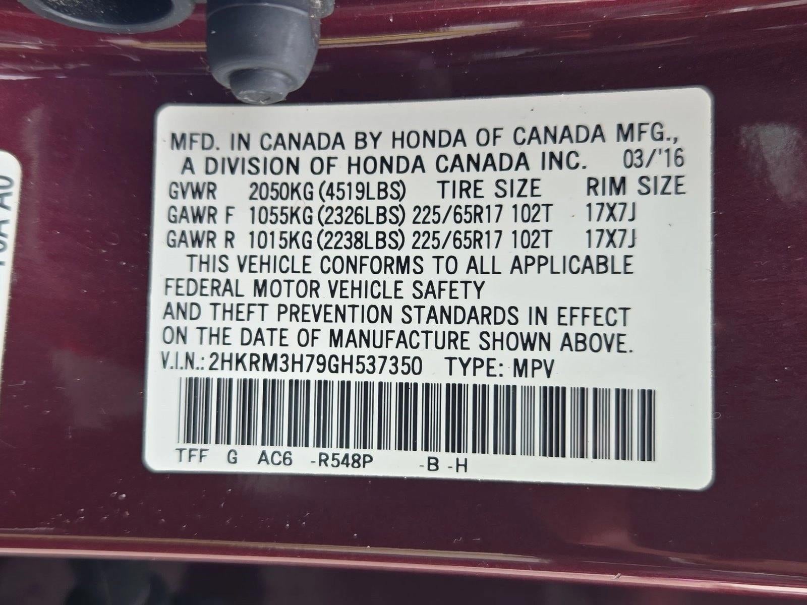 2016 Honda CR-V EX-L 2WD with Navigation