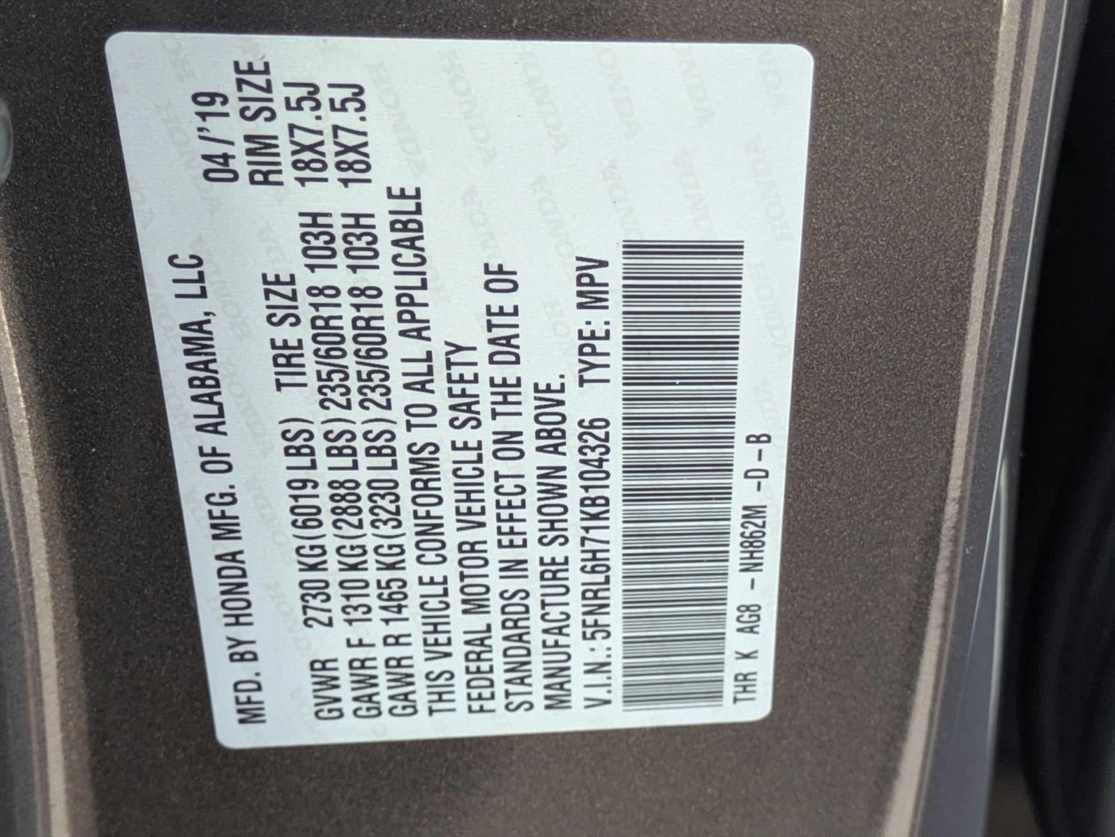 2019 Honda Odyssey EX-L Auto