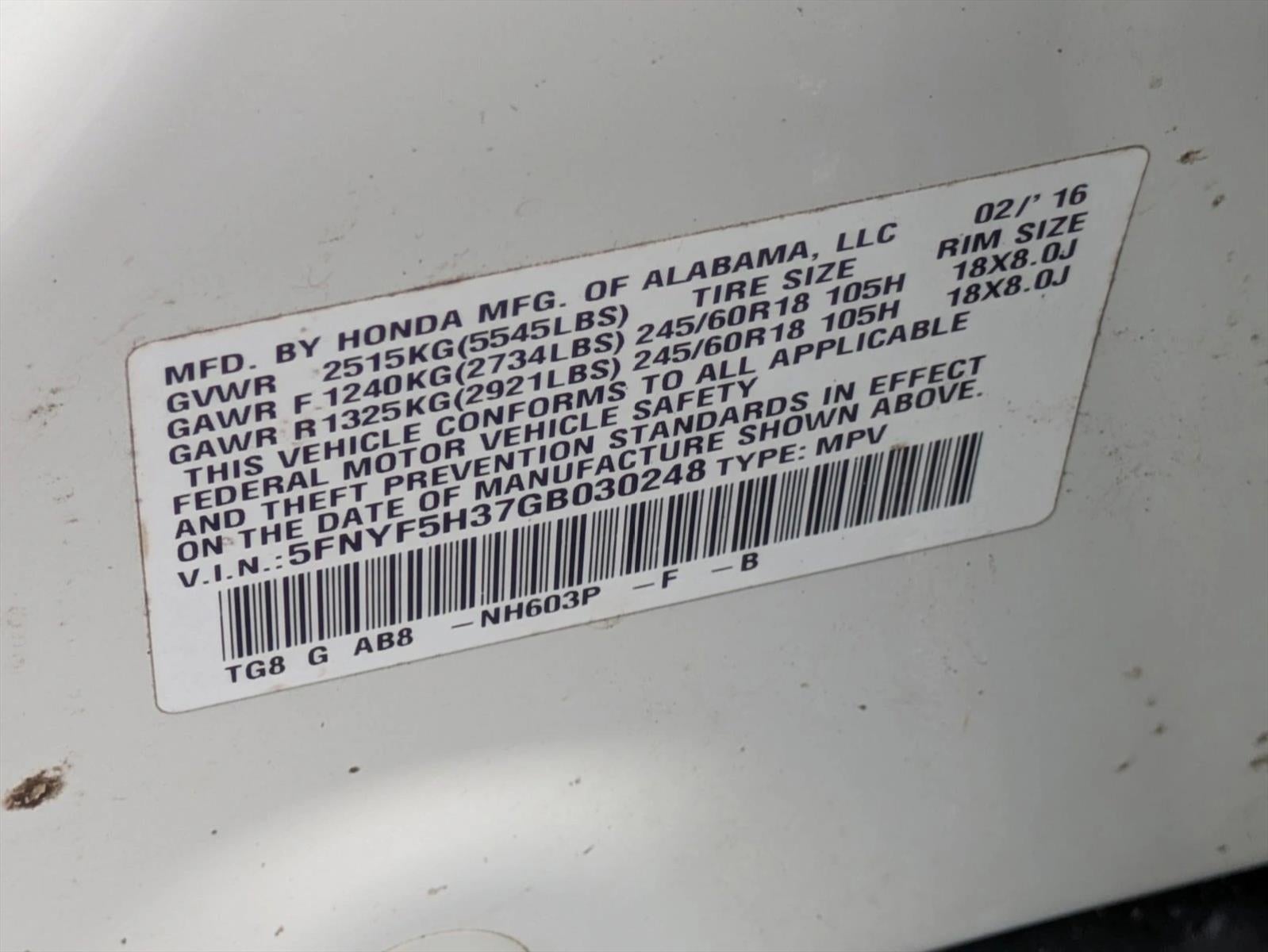 2016 Honda Pilot 2WD EX