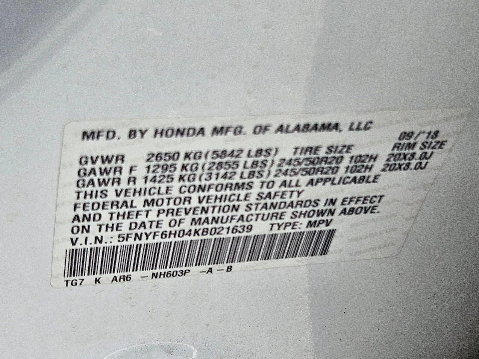 2019 Honda Pilot Elite AWD