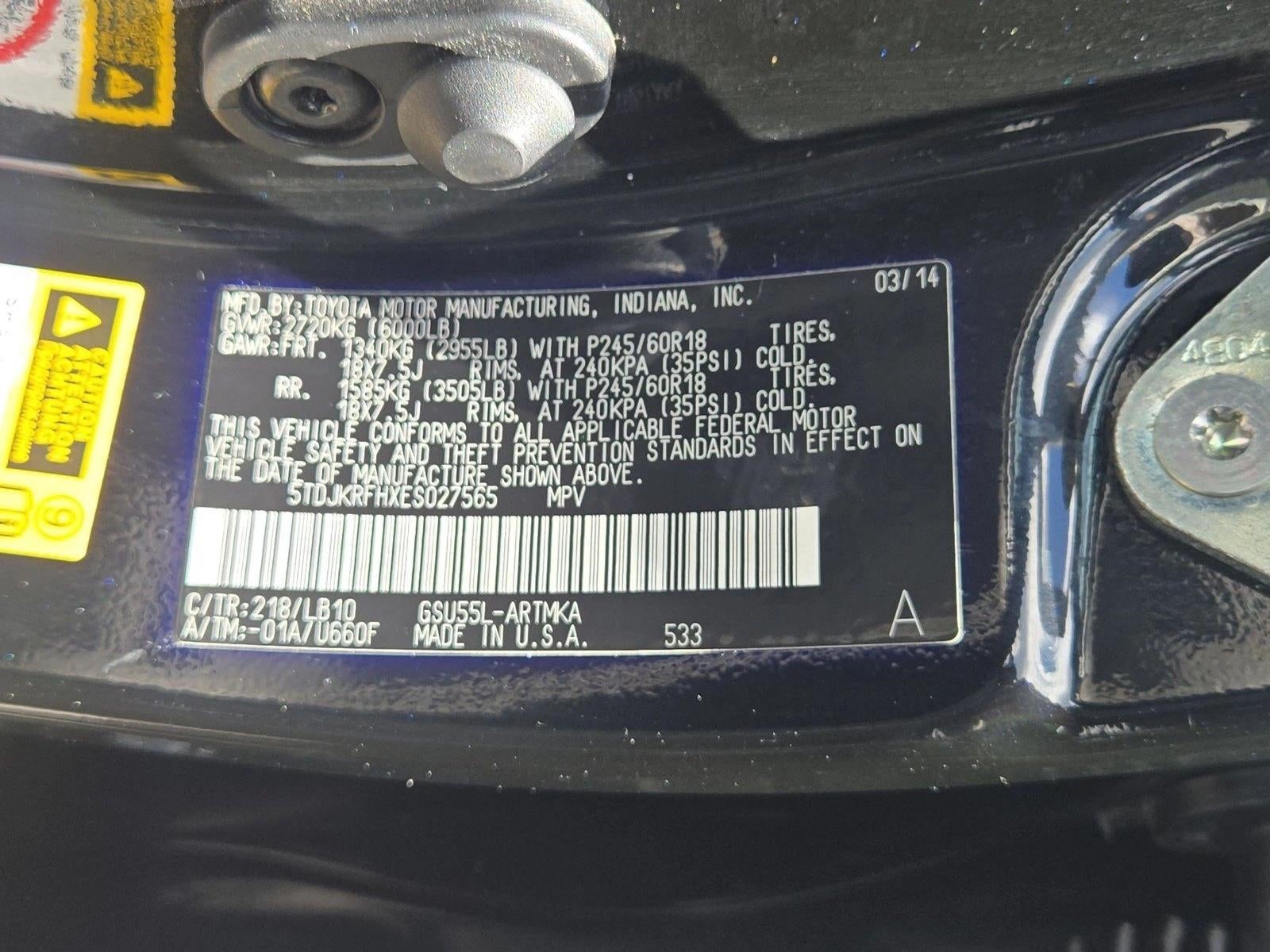 2014 Toyota Highlander AWD 4dr V6 XLE (Natl)