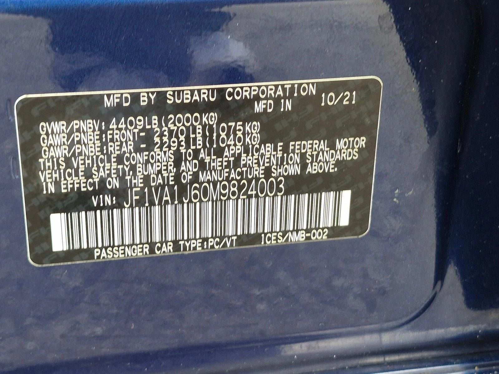 2021 Subaru WRX Limited Manual