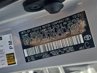 2022 Toyota Corolla SE Manual (Natl)